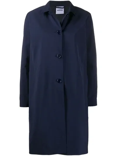 Aspesi Mostacciolo Button-down Car Coat In Blue