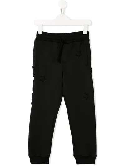 Dolce & Gabbana Kids' Jersey Star Debossed Track Trousers In Black