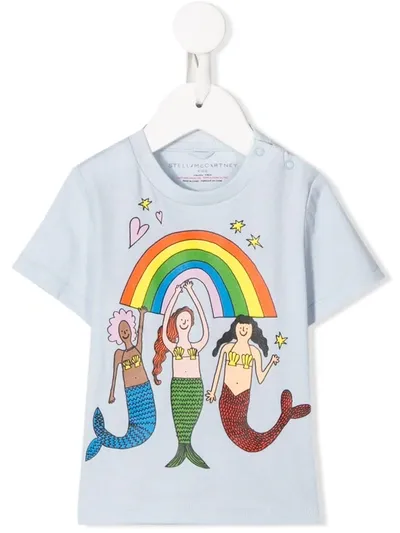 Stella Mccartney Babies' T-shirt Mit Meerjungfrauen-print In Blue