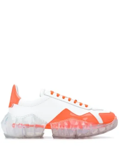 Jimmy Choo X Yk Jeong Diamond F Low-top Sneakers In White/neon Orange