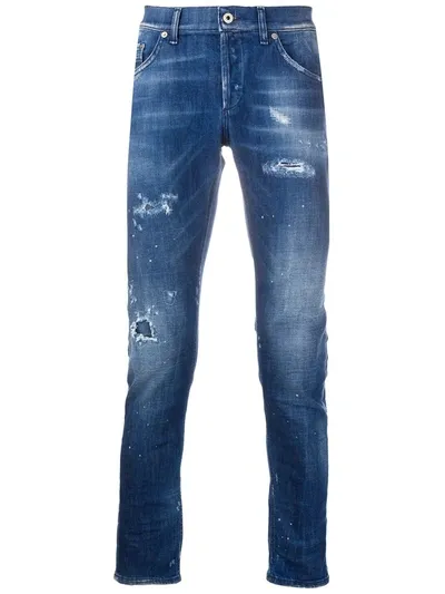 Dondup Distressed Skinny Jeans In Blue