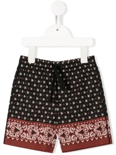 Dolce & Gabbana Babies' Bandana Print Shorts In Black