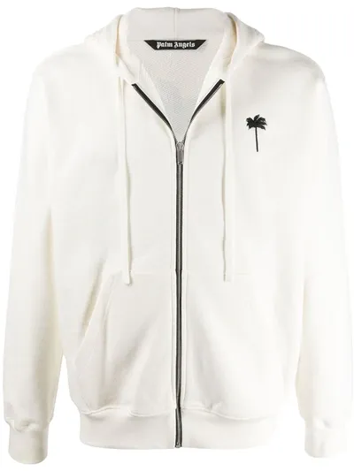 Palm Angels Embroidered Hoodie In White