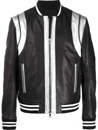 Balmain Iridescent Panelled Bomber Jacket In Black