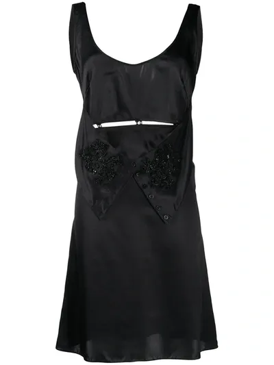 Almaz Deconstructed Embellished Satin Dress In Black