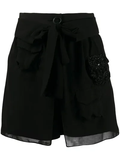 Almaz Embellished Silk Shorts In Black