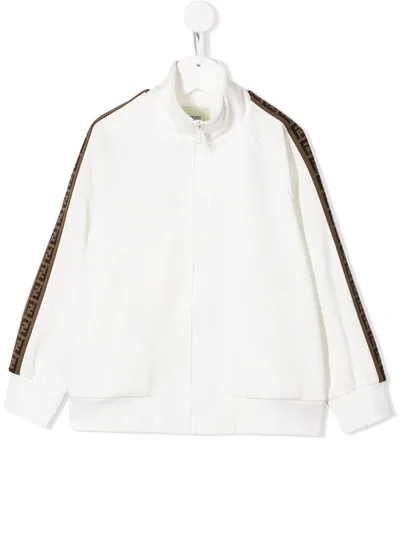 Fendi Teen Ff Trim Track Jacket In White