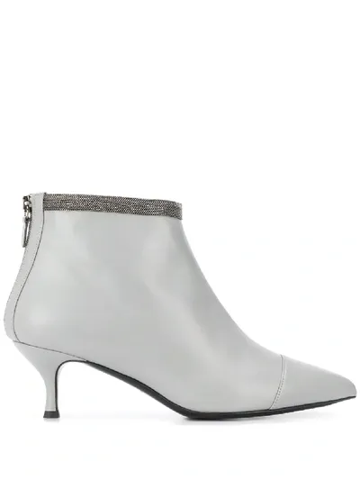 Fabiana Filippi Bead-embellished Ankle Boots In Grey