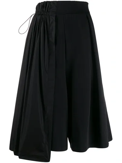 No Ka'oi Asymmetric Combined Cropped Trousers In Black