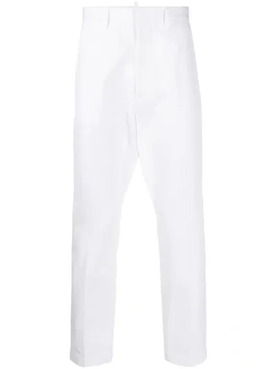 Dsquared2 Tapered Twill Trousers In White