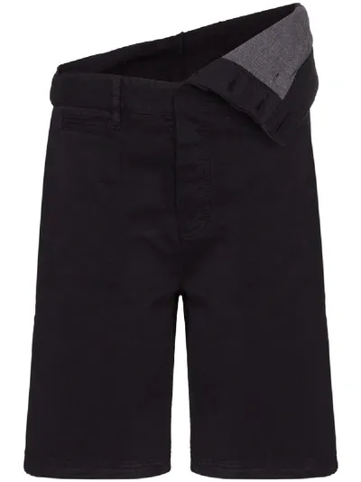 Y/project Asymmetric Cotton Shorts In Blue