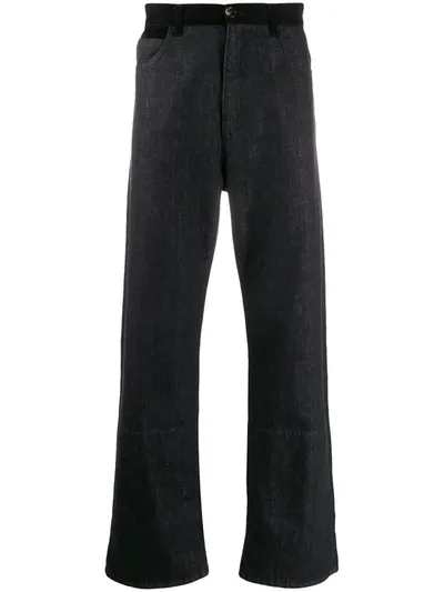 Marni Two Tone Wide-leg Jeans In Black