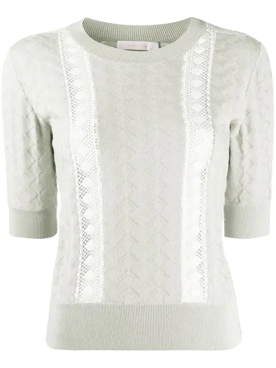 See By Chloé Jersey Lace Knitted Top In Grey