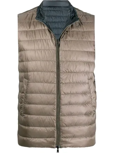 Herno Zip-up Padded Gilet In Grey