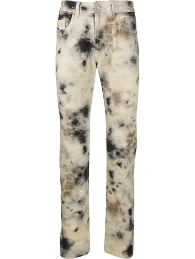 Diesel Red Tag Tie-dye Print Straight Trousers In Neutrals