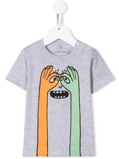 Stella Mccartney Babies' Four Eyes Print T-shirt In Grey