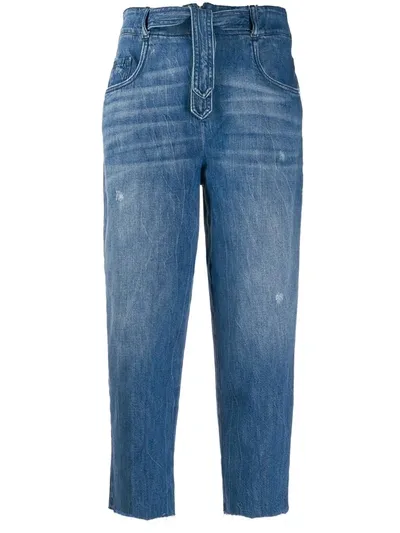 Pinko Cropped Faded Jeans In Blue