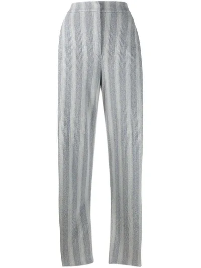 Emporio Armani Cross Twill Jacquard Trousers In Grey