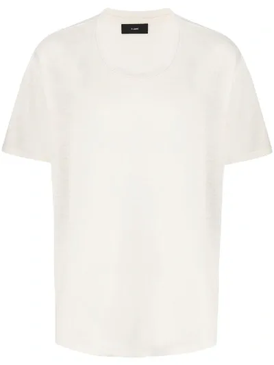 Alanui Silk Linen T-shirt In White Wool