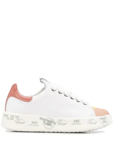 White Premiata Belle Platform Sole Sneakers In White