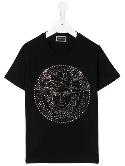 Young Versace Kids' Medusa Logo Short-sleeve T-shirt In Black