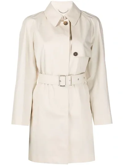 Ferragamo Midi Belted Trench Coat In Neutrals