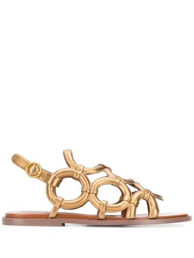 See By Chloé Circle-strap Flat Sandals In Bronze