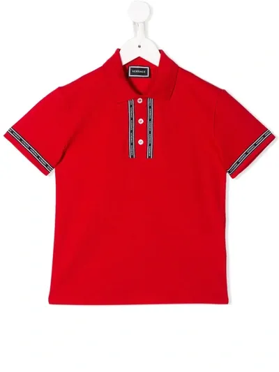 Young Versace Teen Short-sleeve Polo Shirt In Red