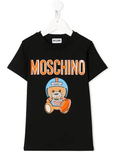 Moschino Kids' T-shirt Mit Teddy-print In Black