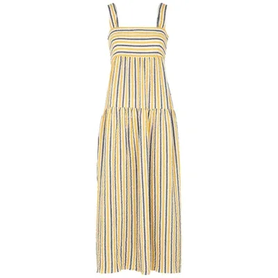 Three Graces Cosette Striped Seersucker Maxi Dress In Yellow