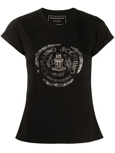 Ermanno Scervino Embellished Logo T-shirt In Black