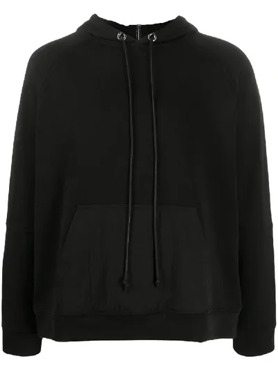 Isabel Benenato Zip-detailed Loopback Cotton-blend Jersey Hoodie In Black