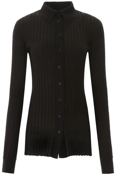 Bottega Veneta Ribbed Cardigan In Black