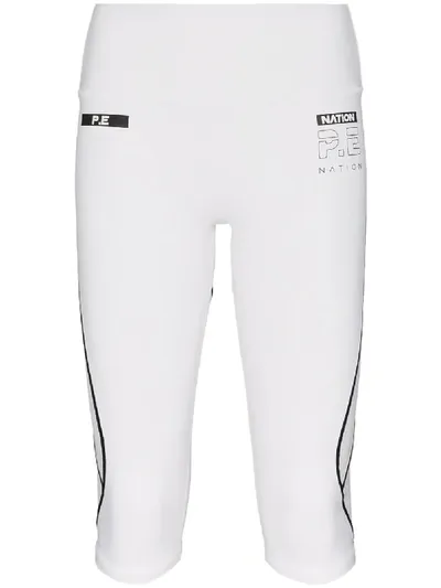 P.e Nation Refresh Logo Print Leggings In White