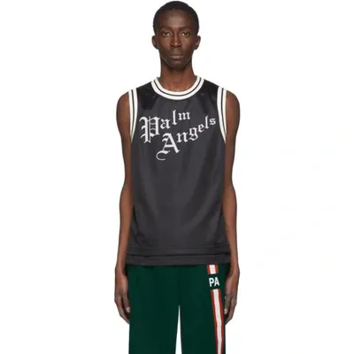 Palm Angels Logo Print Basketball Jersey In Black