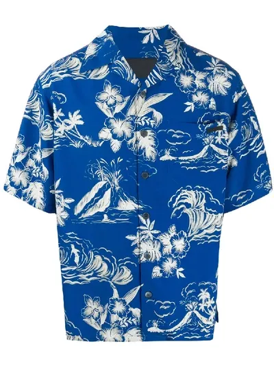 Prada Hawaiian Shirt In F0589 Indaco