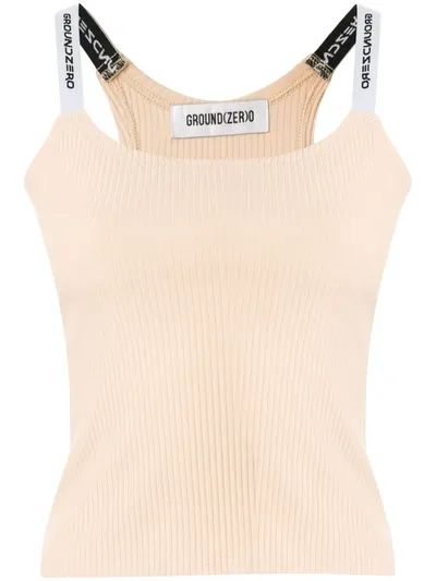 Ground Zero Logo Strap Vest Top In Neutrals