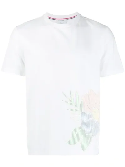 Thom Browne Ocean Floor Floral Apliqué White Short Sleeve Tee