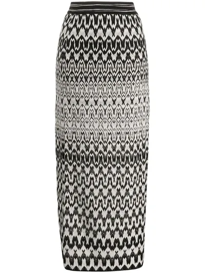 Missoni High Waisted Geometric Knit Skirt In Black