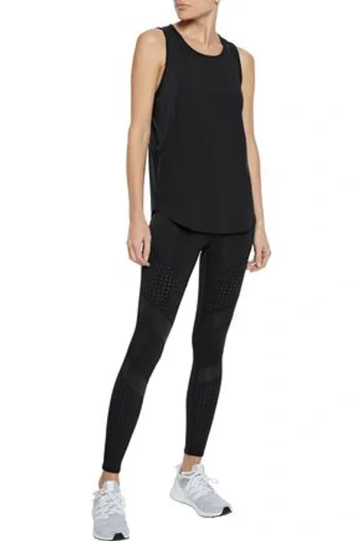 Iris & Ink Sateen-paneled Stretch-jersey Tank In Black