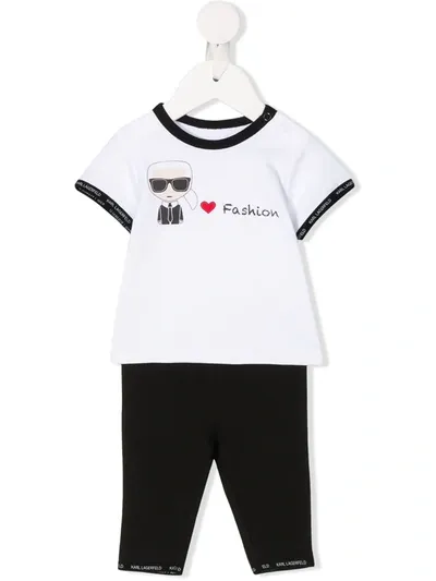 Karl Lagerfeld Babies' Karl Print T-shirt & Leggings In White,black