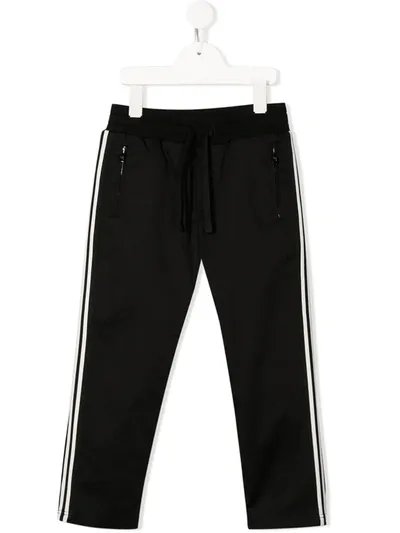 Dolce & Gabbana Kids' Striped-side Track Pants In Black