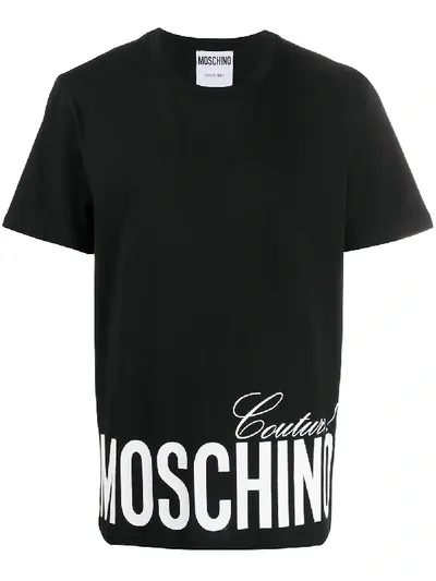 Moschino Double Question Mark T-shirt In Black