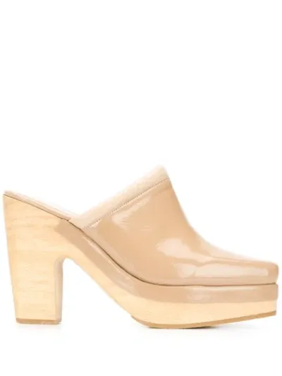 Rachel Comey 105mm Patent Block Heel Mules In Neutrals