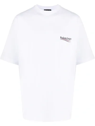 Balenciaga Campaign Logo-print Cotton-jersey T-shirt In Dirty White