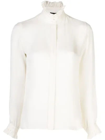 Nili Lotan Orin Ruffled-collar Blouse In White