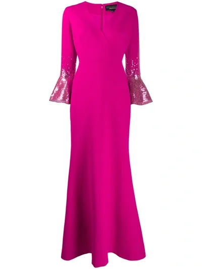 Sachin & Babi Sequin Embellished Sleeves Dress In Pink