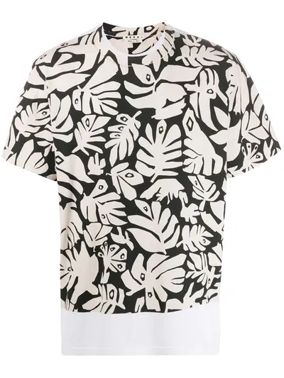 Marni Eyed Leaves Short Sleeve T-shirt In White