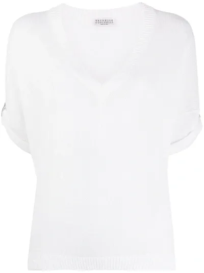 Brunello Cucinelli Diamante Knit Jumper In White