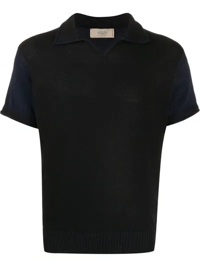 Maison Flaneur Contrasting Sleeves Polo Shirt In Black